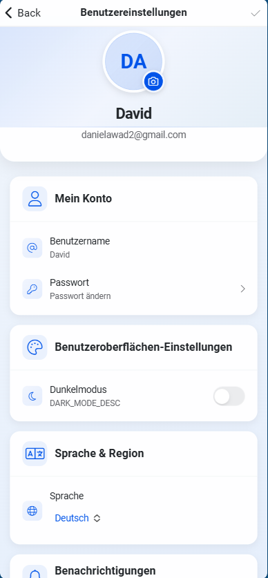 Benutzereinstellungen