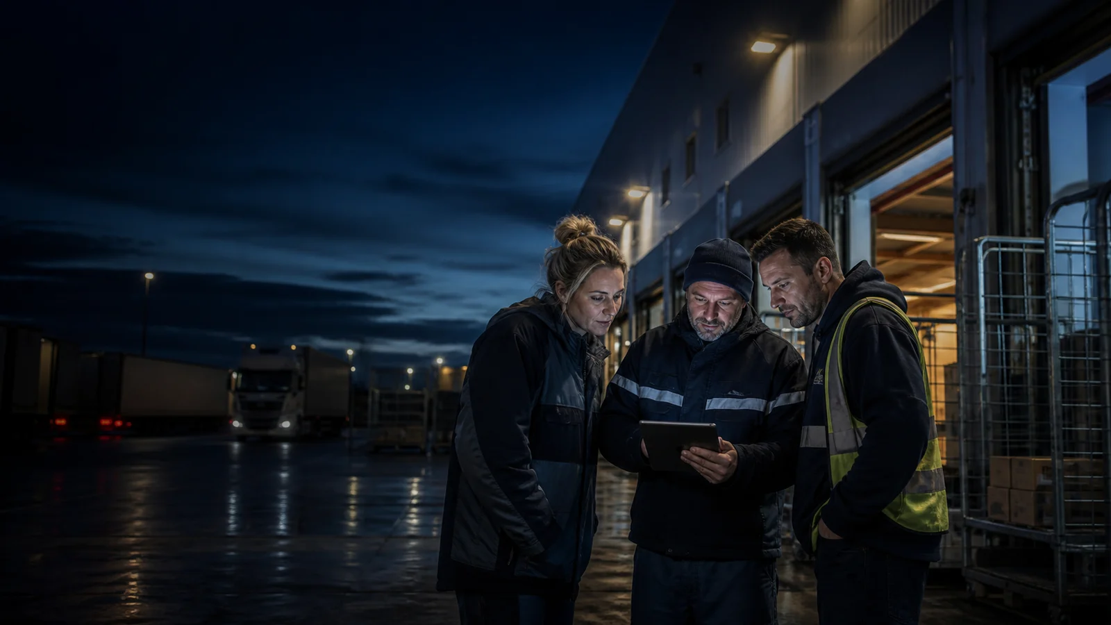 Disposition, Fahrer und Lagerteam stimmen vor Schichtbeginn den digitalen Personalplan ab